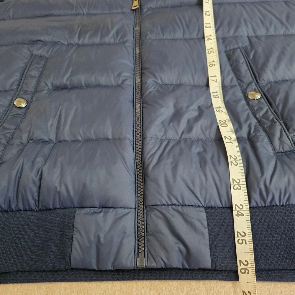 Polo Ralph Lauren Down Hybrid Jacket Sz M Blue‎ Camo Logo Quilt Preppy Old Money